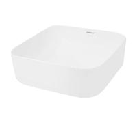 ECD Germany Lavabo de Salle de Bain, 390x390x140 mm, Angulaire, en Céramique, Blanc, Vasque à Poser Évier Lave-Mains pour Toilette, sans Kit de Vidange, Cuvette de Lavage, Design Moderne Minimaliste