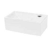 ECD Germany Lavabo en Céramique Blanc 350x205x125 mm, Rectangulaire, sans Kit de Vidange, Trou de Robinet à Droite, Vasque à Poser Suspendu, Mini Lave-Mains de Toilette Salle de Bain