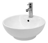ECD Germany Lavabo Ronde en Céramique, 455x455x185 mm, Blanc, avec Garniture de Vidage 1 1/4, pour Lavabo sans Trop-Plein, Vasque à Poser, Évier Moderne, Lave-Mains, Cuvette Salle de Bain Toilette Bla