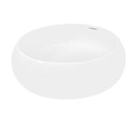 ECD Germany Lavabo Salle de Bain - Ø 400 x 350 x 155 mm - en Céramique - Rond - Blanc - Vasque à Poser sur Meuble - Lave-Mains Évier - Drain avec Connexion Standard - Matériel de Montage Non Inclus