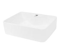 ECD Germany – Lavabo carré céramique 48 cm – Blanc – Vasque à poser sur meuble
