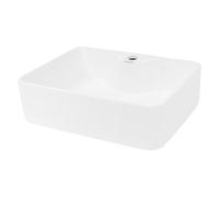 ECD Germany Lavabo Salle de Bain - Ø 480 x 380 x 140 mm - en Céramique - Carré - Blanc - Lave-Mains Évier - Lavabo Vasque à Poser sur Meuble - Design Moderne - sans Kit de vidange