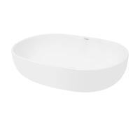 ECD Germany Lavabo Salle de Bain - 600 x 420 mm - en Céramique - Ovale - Blanc - Lave-Mains Évier - Lavabo Vasque à Poser sur Meuble - Design Moderne - sans trop-Plein