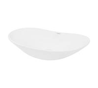 ECD Germany Lavabo Salle de Bain - 640x365 mm - en Céramique - Ovale - Blanc - Lave-Mains Évier - Lavabo Vasque à Poser sur Meuble - Design Moderne