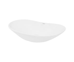 ECD Germany Lavabo Salle de Bain - 640x365 mm - en Céramique - Ovale - Blanc - Lave-Mains Évier - Lavabo Vasque à Poser sur Meuble - Design Moderne