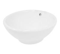 ECD Germany – Lavabo rond Ø 420×170 mm – en céramique blanche – Vasque à poser avec trop-plein