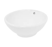 ECD Germany Lavabo Vasque à Poser Bassin Évier Lave-Mains Salle de Bain en Céramique - Ø 420 x 170 mm - Rond - Blanc - avec Trop-Plein - Design Moderne pour Intérieur Salle d'eau Cabine de Toilette