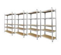 ECD Germany Étagère Lot 4x 180x90x40cm - Métal galvanisé, 5 panneaux MDF, charge 750 kg