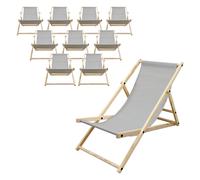 Ecd germany Lot de 10 chaises longues jardin - Gris clair