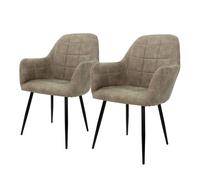 ECD Germany Lot de 2 Chaises de Salle à Manger - Assise Siège Rembourrée en Velours - Structure en Métal - Fauteuil avec Accoudoir