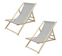 Ecd germany Lot de 2 chaises longues - Gris clair