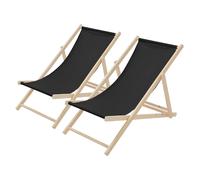 ECD Germany Lot de 2 chaises longues - Noir