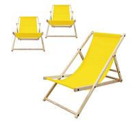 Ecd germany Lot de 3 chaises longues de jardin - Jaune