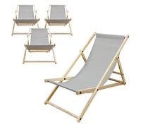 Ecd germany lot de 4 chaises longues de jardin - Gris clair