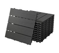 ECD Germany Dalles terrasse clipsables WPC 30×30 cm - 44 pièces (4 m²) Anthracite strié aspect bois