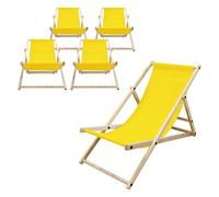 Ecd germany Lot de 5 chaises longues de jardin - Jaune