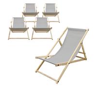 Ecd germany Lot de 5 chaises longues - Gris clair