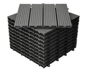 ECD Germany Lot de 55 Dalles de Terrase en WPC 30x30cm pour 5m² Anthracite Montage au Système de Gris anthracite G