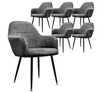 ECD Germany Lot de 6 chaises - Gris foncé