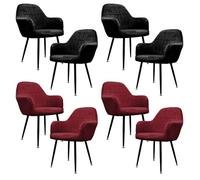 ECD Germany Lot de 8 Chaises de Salle à Manger - Siège Rembourrée en Velours - Pieds en Métal - Fauteuil avec Dossier et Accoudoirs