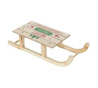 ECD Germany Luge Décorative à LED en Bois avec LED Blanc Chaud, 42x16cm, Marron Naturel, Traîneau avec Minuterie, Décoration de Noël