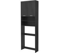 ECD Germany Armoire pour Machine à Laver avec 2 Portes et 2 Compartiments Ouverts, 187,5 x 63 cm, en Panneau de Particules, Gris Foncé, Meuble Haute de Salle de Bain, Étagère Sèche-Linge Lave-Linge