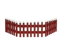 ECD Germany Mini Clôture Décorative de Noël en Bois, 90x30x21x2 cm, Rouge, avec LED, à Piles et Minuterie, Ornement de Jardin Illuminé, Barrière pour Sapin de Noël, Accesoire Hivernale avec Lumières