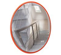 ECD Germany Miroir de Circulation Convexe Ø 45 cm - Rouge - en Plastique PC - Robuste - Support Pivotant Inclus - Miroir de Sécurité Routière Surveillance Panoramique Intérieur - Angle 130-160°