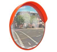 ECD Germany Miroir de Circulation Convexe Extérieur Ø30 cm Rouge en Plastique Polypropylène et Acier Rétroviseur de Rue avec Support
