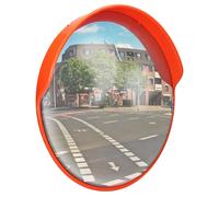 ECD Germany Miroir de Circulation Convexe Extérieur Ø 30 cm, Rouge, en Plastique, Cadre en Polypropylène et Acier, Rétroviseur de Rue, avec Support Pivotant, Miroir de Signalisation Panoramique