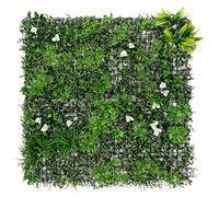 ECD Germany Mur Végétal Artificiel 100x100 cm, White Bloom, Décoration Murale Intérieur et Extérieure, Protection Anti-UV, Haie de Fleurs Synthétiques pour Balcon ou Jardin, Résistant aux Intempéries