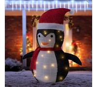ECD Germany Pingouin de Noël à 30 LED avec Bonnet et Écharpe, Hauteur 68cm, Décoration de Jardin, Éclairage Blanc Chaud, Minuterie, Fonctionne sur Piles, Intérieur-Extérieur, Pliable, Figurine de Noël
