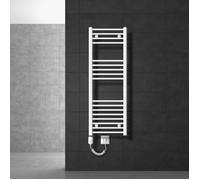 ECD Germany Radiateur de salle de bain électrique - 400 x 1200 mm - blanc - droit avec raccordement latéral - sèche-serviettes 1200W