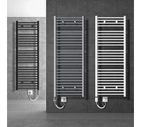 ECD Germany Radiateur Design Sahara Électrique Anthracite avec Elément Chauffant Chromé 1200W - 400x1500mm - Raccord Latéral - Forme Courbé - Kit Montage Mural Inclus - Sèche-Serviettes Salle de Bain