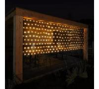 ECD Germany Rideau Pendant Lumineux à LED, PVC, 1,5x3,0 cm, 320 LED Blanc Chaud, Chaîne Guirlande Lumineuse, Déco Pluie de Glace, Filet Lumineux IP44, Illumination Noël, Décoration Fête de Mariage