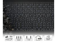 ECD Germany Rideau Pendant Lumineux à LED, PVC Blanc 2m, 240 LED Blanc Froid, Chaîne Guirlande Lumineuse, Déco Pluie de Glace, Filet Lumineux IP44, Illumination de Noël, Décoration pour Fête Mariage