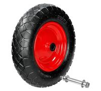 ECD Germany Roue de Brouette Pneumatique à Air 4.80/4.00-8 - Ø 390 mm - Deux Couches de Tissu 2PR - Capacité Charge 200 kg - avec Axe et Jante en Acier - Largeur 95 mm - Roue de Rechange Gonflable