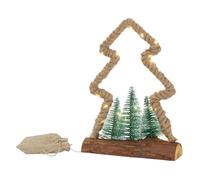 ECD Germany Sapin de jute LED avec éclairage LED, 23x6,5x30 cm, Arbre de Noël décoratif 30 LED blanc chaud, 3 sapins sur piles
