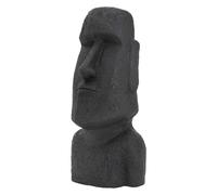 Statue déco tête moaï île de Pâques en résine figurine anthracite aspect basalte