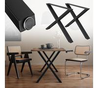 ECD Germany Set 2 Pieds de Table - 60 x 72 cm - Forme X - Noir - Acier Revêtu de Poudre - Pied de Meuble - Support Profil X Forme - Design Industriel - pour Table a Mangér Bureau