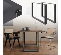ECD Germany Set 2 Pieds de Table - 60 x 72 cm - Rectangulaire - Anthracite - en Acier Revêtu de Poudre - Pied de Meuble Banc - Support Profil Carré - Design Industriel - pour Bureau Table à Manger