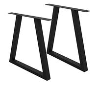 ECD Germany Set 2 Pieds de Table - 60 x 72 cm - Trapèze - Noir - en Acier Revêtu de Poudre - Pied de Meuble Banc - Support Profil Trapèze - Design Industriel - avec Pièces de Montage