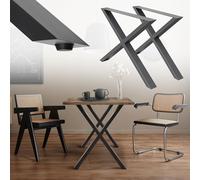 ECD Germany Set 2 Pieds de Table - 60x72 cm - Design X - Anthracite - en Acier Revêtu de Poudre - Pied de Meuble Banc - Support Profil Carré - Piètement Design Industriel - pour Table à Manger Bureau