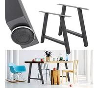ECD Germany Set 2 Pieds de Table - 70 x 72 cm - Forme A - Gris foncé - en Acier Revêtu de Poudre - Pied de Meuble Banc - Profil Carré - Design Industriel - Piètement de Table INCL. Pièces de Montage