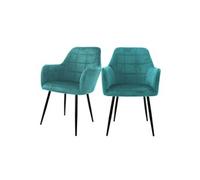 ML-Design Lot de 2 Chaises Velours Turquoise