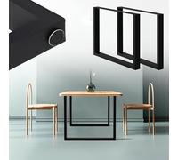 ECD Germany Set de 2 Pieds de Table - 80 x 72 cm - Rectangulaire - Noir - Acier Revêtu de Poudre - Pied de Meuble Piètement Banc - Support Profil Carré - Design Industriel - pour Table à Manger Bureau