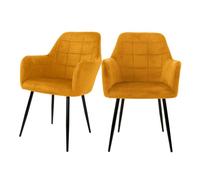 ML-Design Chaise Salle à Manger - Jaune Velours (Lot de 2)