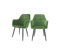ECD Germany Set de 2x Chaises de Salle à Manger Vert Clair (Sauge), Style Moderne/Retro,