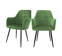 ML-Design Lot de 2 chaises – velours vert