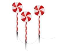 ECD Germany Set de 3 LED Lollipop Decoration de Noël 60 LED 3m 8 Modes, Minuterie, Fonctionne sur Piles, Sucette Guirlande Lumineuse